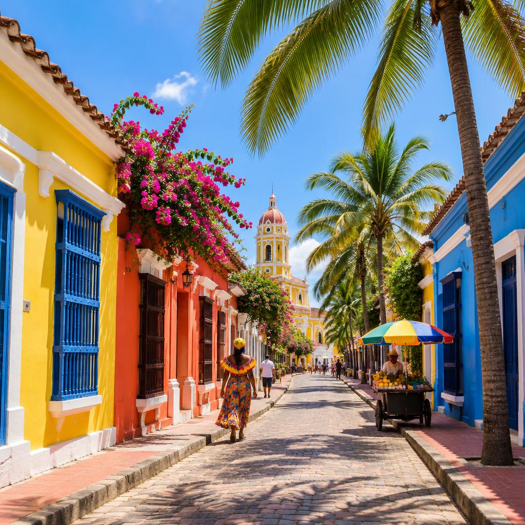 Ruas e arquitetura colorida de Barranquilla, no Caribe colombiano